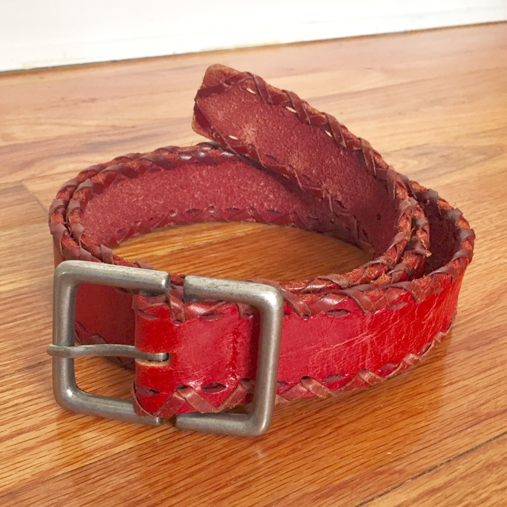 Vintage Red Leather Belt